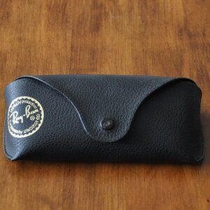 Ray-Ban Black Pebble Leather Hard Sunglasses Case Only New Cleaning Cloth